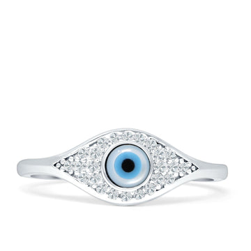 Marquise Style 7mm Evil Eye Cubic Zirconia Cluster Ring 925 Sterling Silver Wholesale
